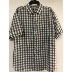 Pronto Uomo Button Up Shirt Men's Size XL Short Sleeve Gray White Plaid
